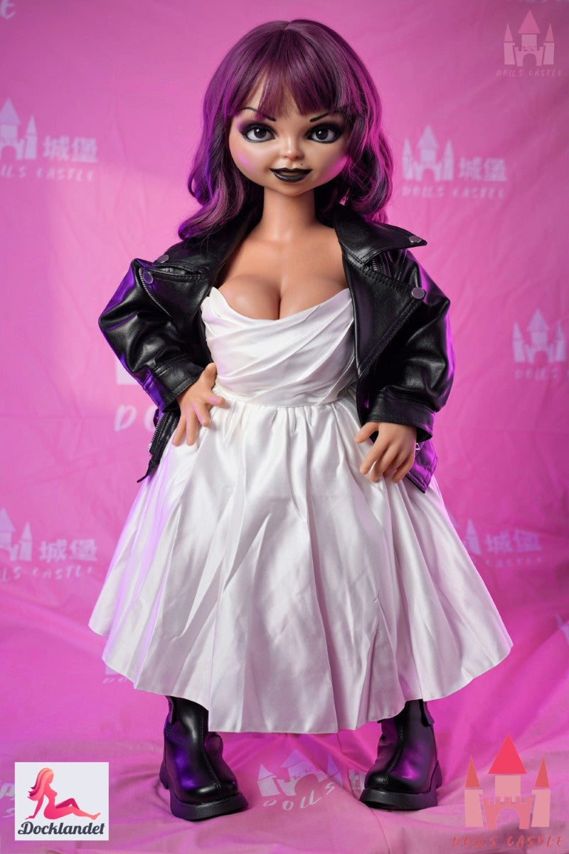 Tiffany Valentine from Dolls Castle is a premium, horror-inspired 35" sex doll with a D-cup bust. Tiffany features sharp facial details, sensual makeup, and a curvy figure that channels a gothic movie villain vibe while maintaining soft, realistic silicone skin for an authentic feel. With customizable wig, eye, and outfit options, Tiffany Valentine is built to be a striking centerpiece in both the bedroom and on display. If you're a fan of the Chucky movies, the "Bride of Chucky" Tiffany Valentine sex doll