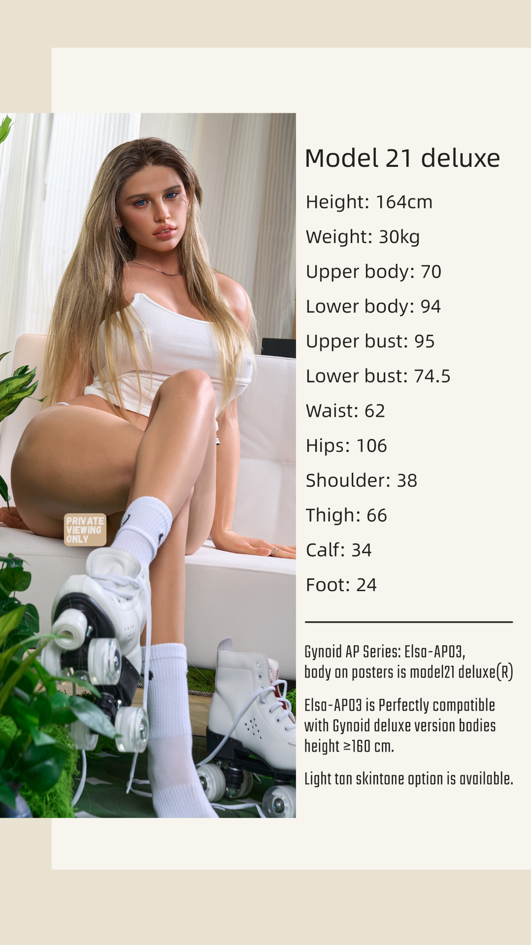 Elsa Model 21 Deluxe seksinukke (Gynoid Doll 164cm F-cup silikoni)