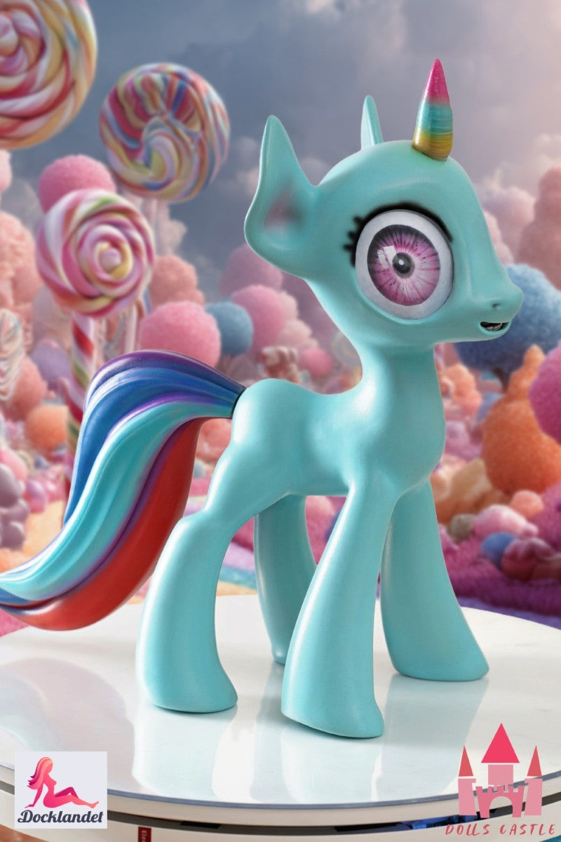 Mini pony sex doll from the famous brand Dolls Castle. For those of you who fantasize about a fantasy pony or for you as a collector. This pony sex doll has an appearance slightly inspired by the cartoon series "My Little Pony". For those of you who are a fan of this series, whether you are a woman or a man (a "brony"), this doll is a nice creation that fits into any "My Little Pony" collection. Just like most other dolls in our range, this doll can be ordered without a realistic vagina/anal. If you want th