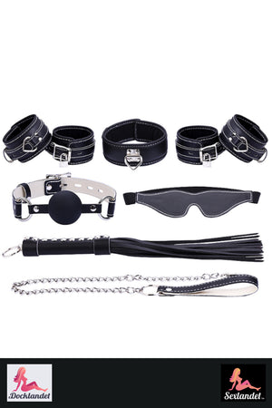 BDSM Kit - Käsiruutu, piiska, hihnan, gagball, silmämaski (asetettu 9 osalla)