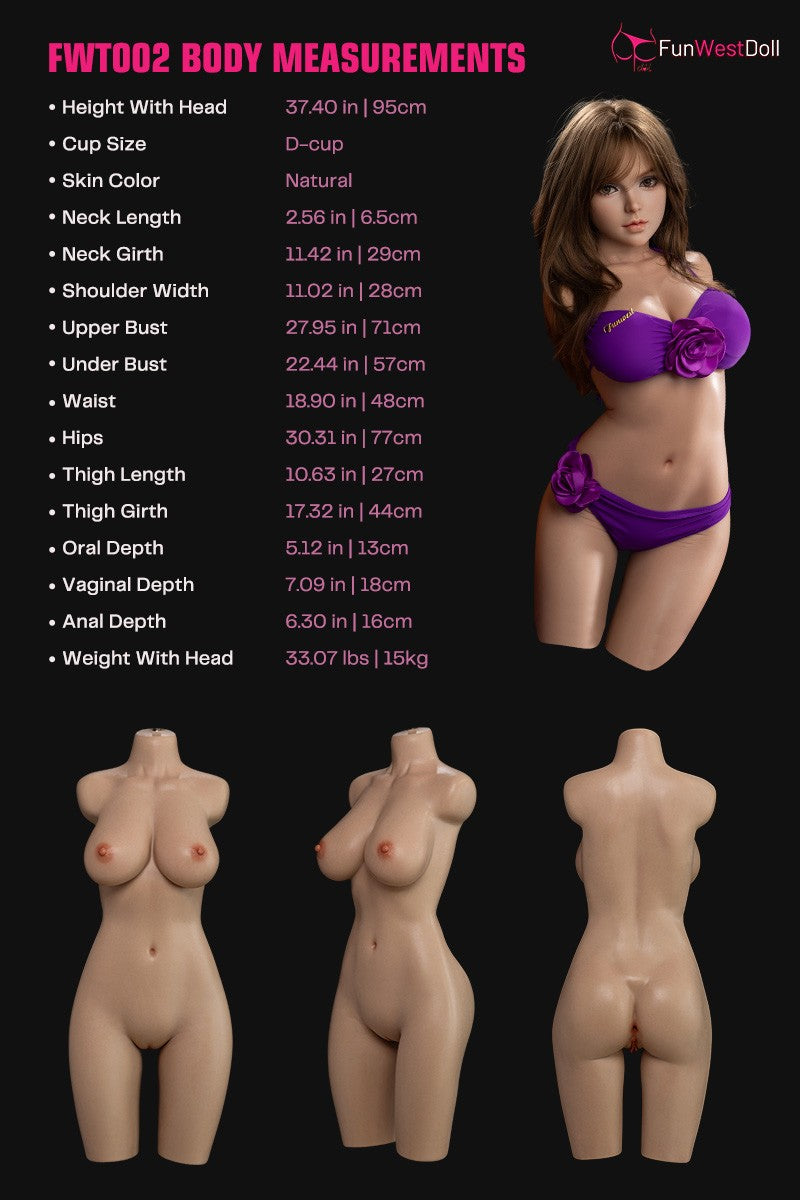 Lily Torso seksinukke (FunWest Doll 95cm D-cup #036S silikoni)