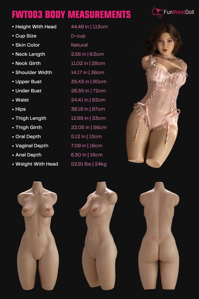 Rose Torso seksinukke (FunWest Doll 113cm D-cup #043SJ silikoni)