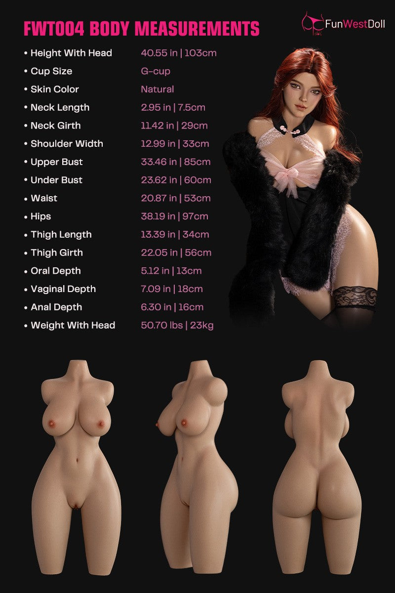 Lexie Torso seksinukke (FunWest Doll 103 cm G-cup #026S silikoni)
