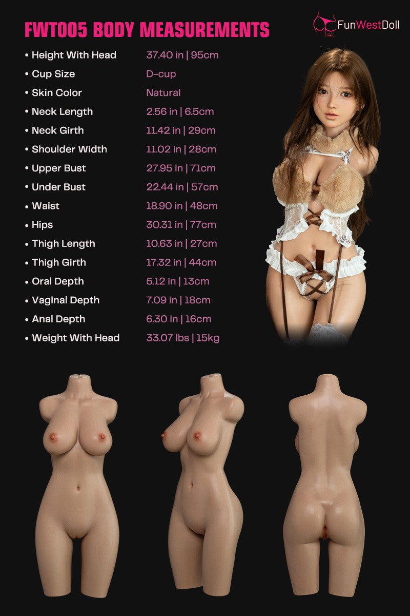 Amy Torso seksinukke (FunWest Doll 95cm D-cup #041SJ silikoni)