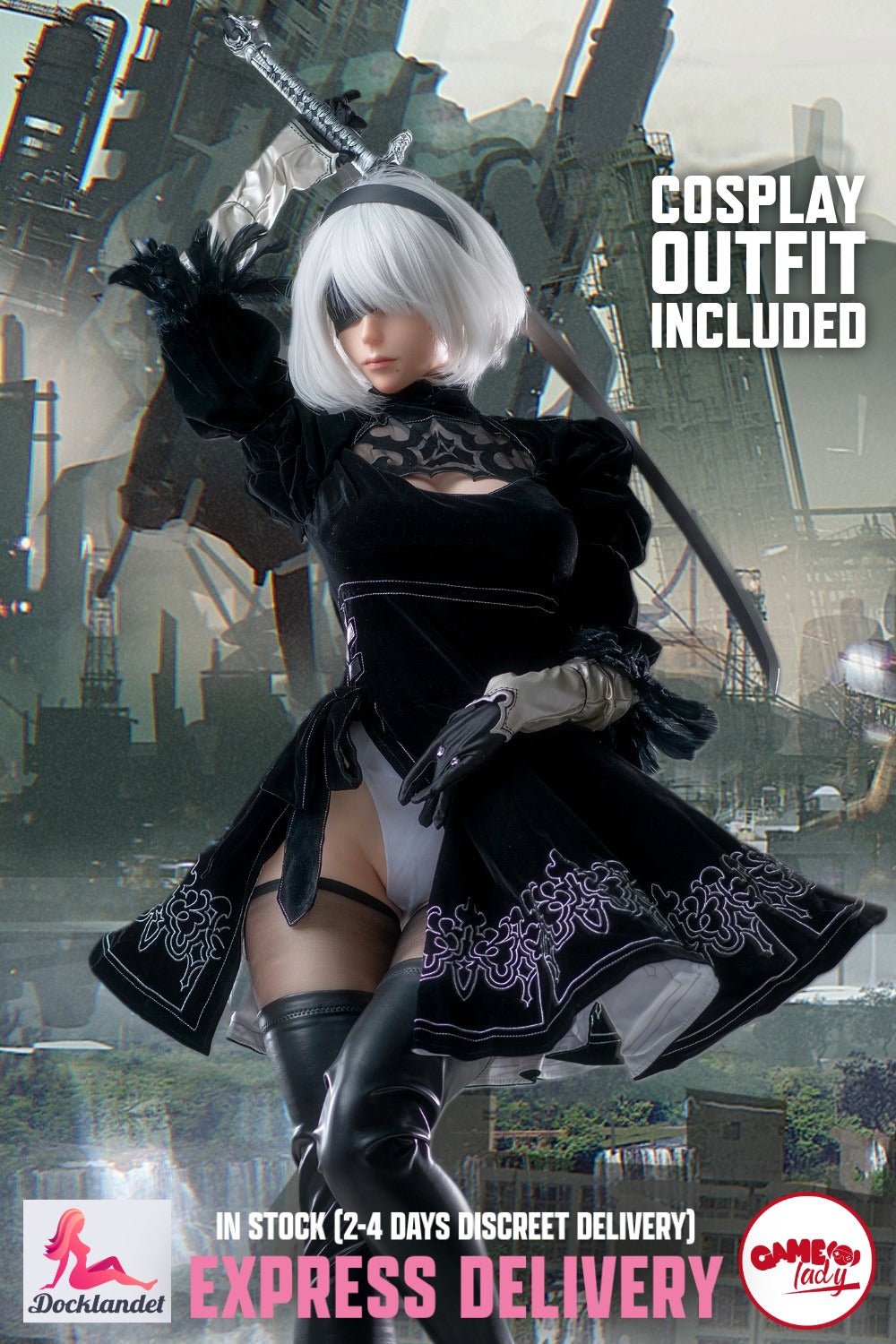 Yorha 2B seksinukke (Game Lady 171cm E-cup Nro 18 silikoni) EXPRESS