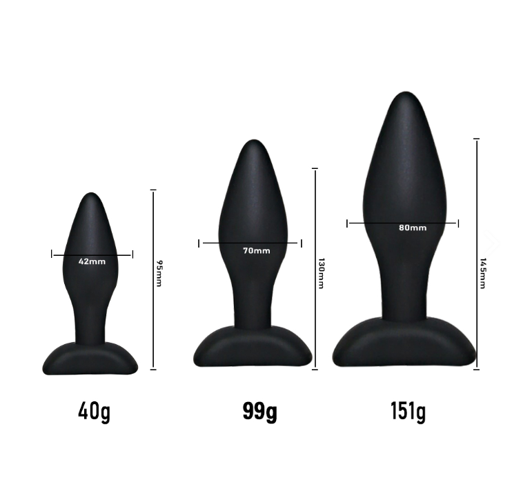 Klassisk Buttplug i Mjuk Silikon – Set med 3 Storlekar