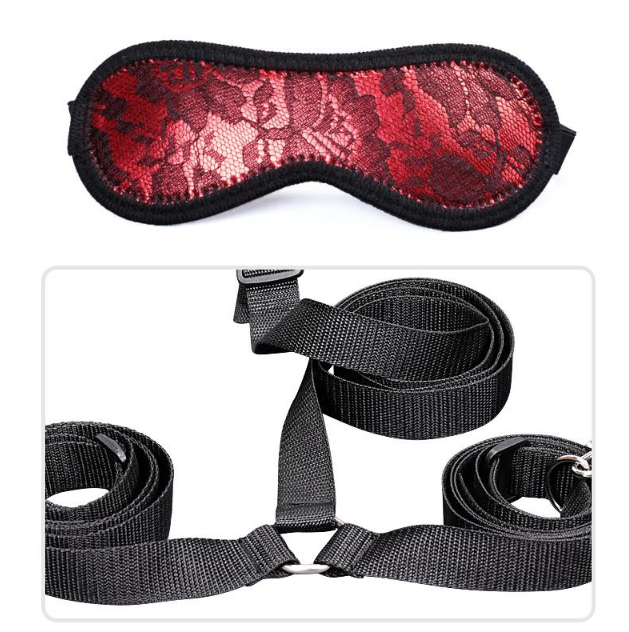 BDSM Kit - Handfängsel, Spets-outfit & Ögonmask (Set med 7 delar)