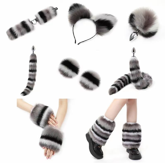 Furry Outfit I Färgglad Päls (Set med 11 delar)