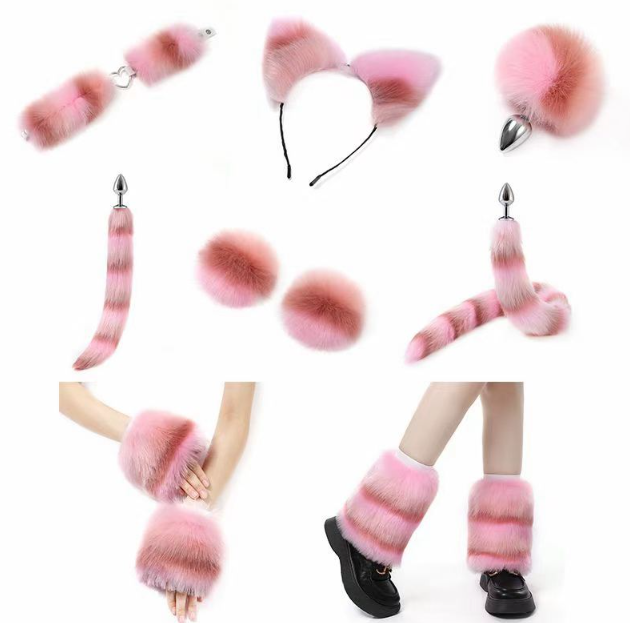 Furry Outfit I Färgglad Päls (Set med 11 delar)