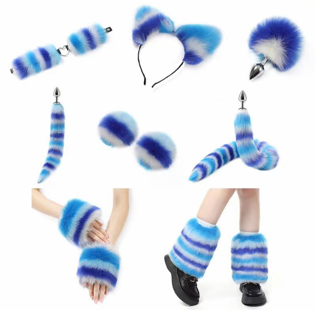 Furry Outfit I Färgglad Päls (Set med 11 delar)