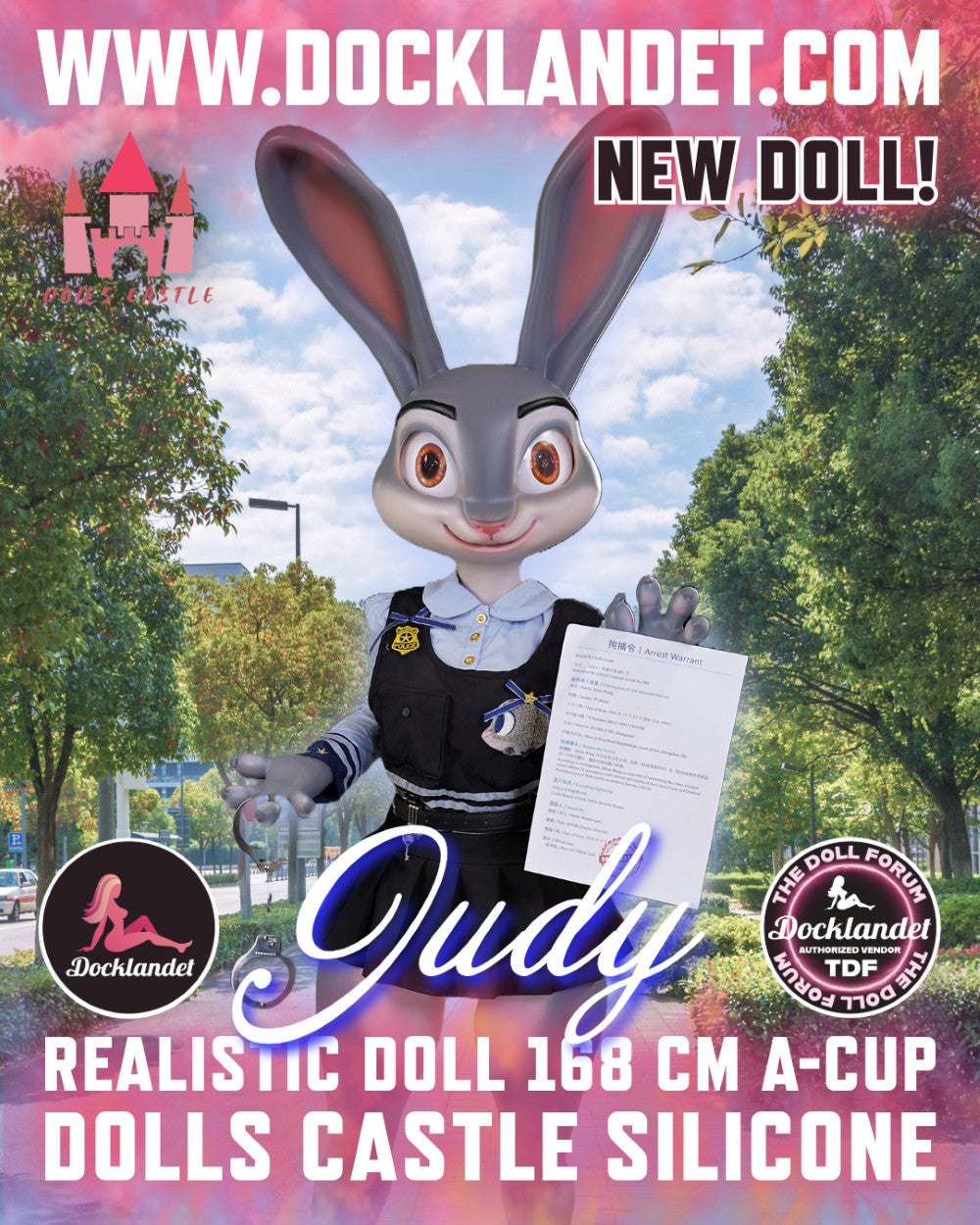 A surreal rabbit sex doll with an appearance inspired by the famous character Judy the Rabbit. A 140 cm tall (168 including ears) furry doll with a curvy body and A-cup breasts. Judy the Rabbit is the perfect doll for those looking for a different experience or needing a human rabbit doll for your exhibition or collection. A unique silicone doll of the highest quality from the experienced manufacturer Dolls Castle.
