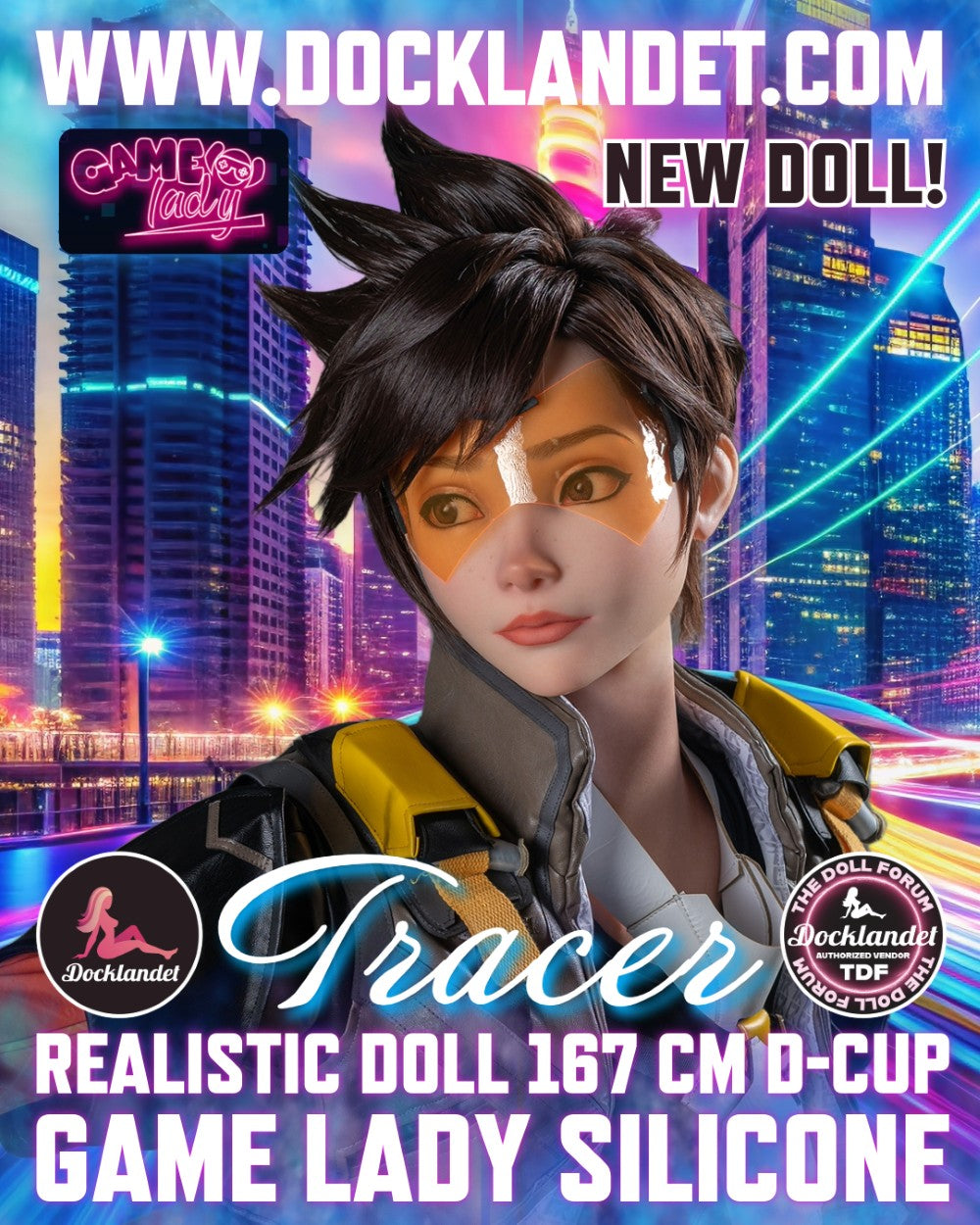 Tracer seksinukke (Game Lady 167cm D-cup Nro 29-1 silikoni)