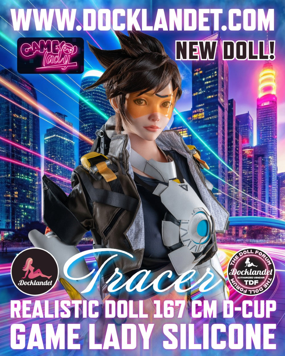 Tracer seksinukke (Game Lady 167cm D-cup Nro 29-1 silikoni)